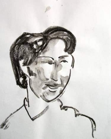 375x469 Abstract Drawing Portrait Of An Asian Smiling Man - Drawings Of Men