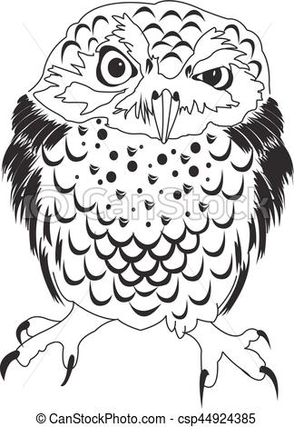 324x470 Hand Drawn Black White Illustration Owl Fly Bird Art Vector - Drawings Of Owls In Black And White