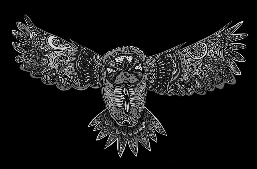 900x594 Black And White Owl Drawing - Drawings Of Owls In Black And White