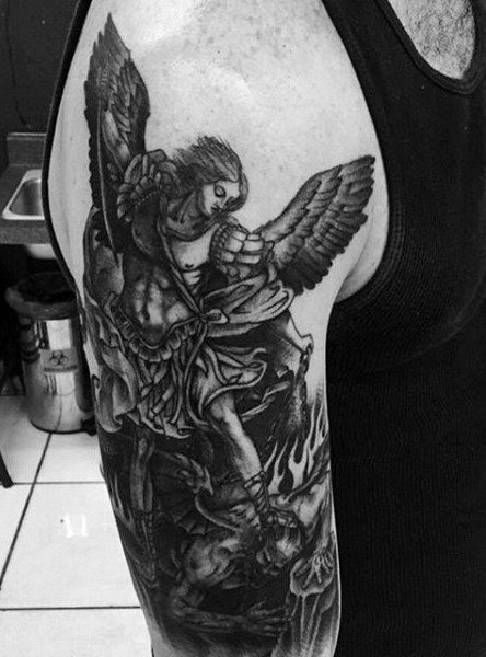 444x600 St Michael Tattoo Designs For Men - Drawings Of St Michael The Archangel