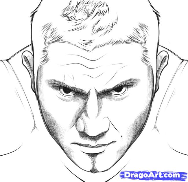 650x627 How To Draw Batista, Step - Drawings Of Wwe Wrestlers