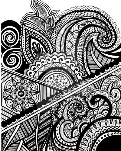 400x500 Henna Abstract Line Drawing Print - Drawings To Print