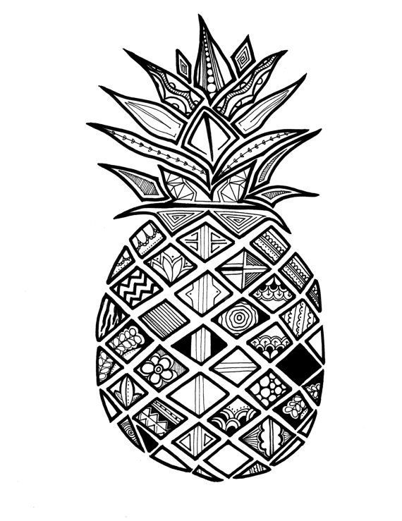 570x739 Pineapple Jujube Print Drawingillustration - Drawings To Print
