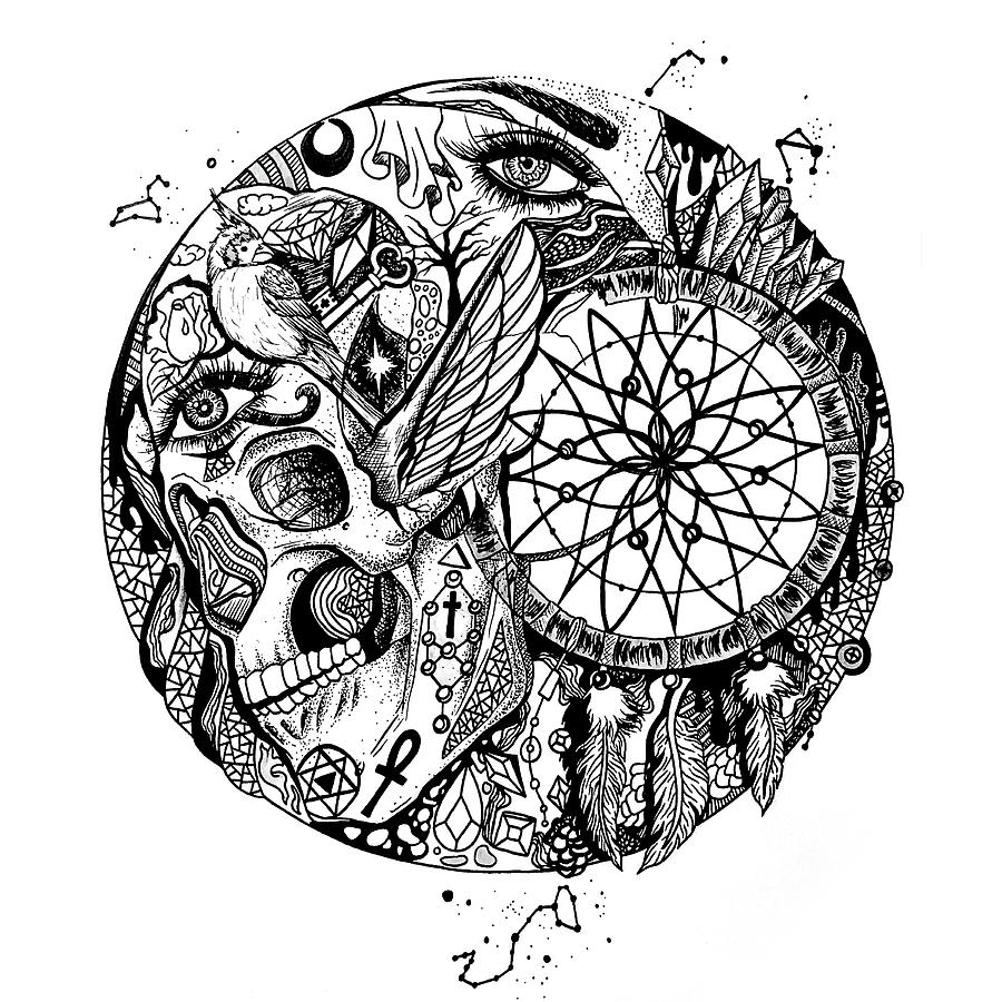 900x900 Dreamcatcher Circle Drawing No Drawing - Dream Catcher Drawing