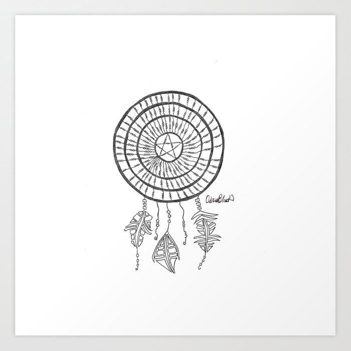 700x700 Dreamcatcher Drawing Art Print - Dream Catcher Drawing