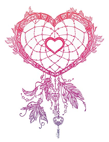 423x550 pretty pink purple ombre heart dream catcher drawing - Dream Catcher Drawing