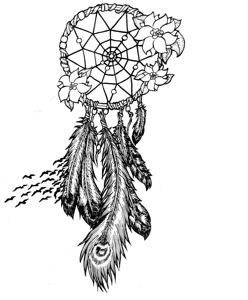 813x983 Dreamcatcher Coloring Page - Dream Catcher Tattoo Drawing