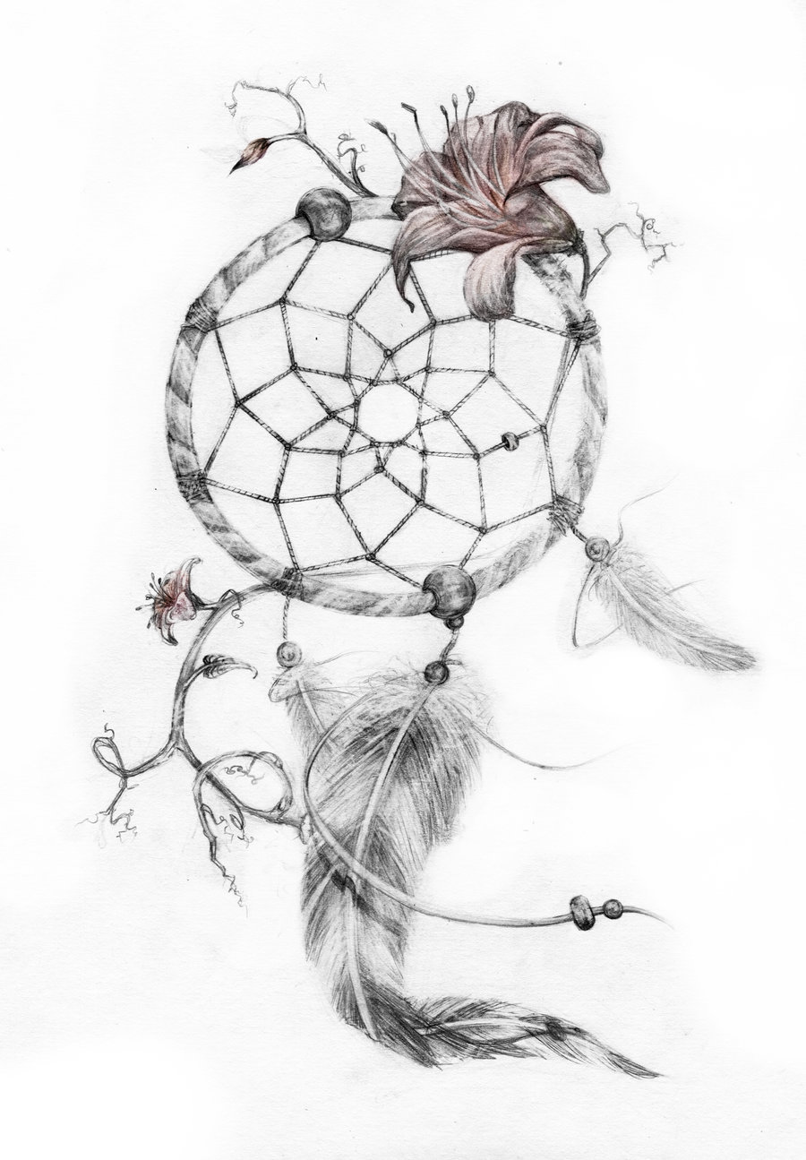 900x1295 Lily Flower And Dreamcatcher Tattoo Design - Dream Catcher Tattoo Drawing
