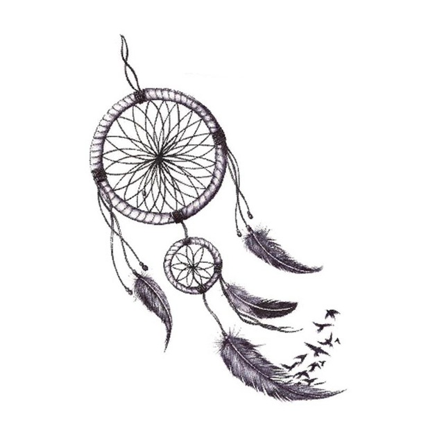 640x640 Temporary Tattoos Body Art Fake Dreamcatcher Tattoo Stickers - Dream Catcher Tattoo Drawing
