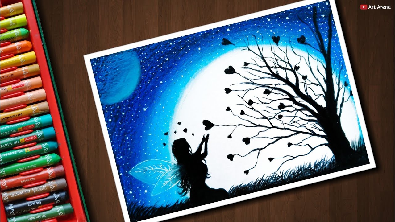 1280x720 Fairy Dream Scenery Drawing With Oil Pastels - Dream Drawing