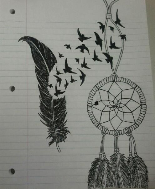 495x602 Feather And Dream Catcher Drawing - Dream Drawing