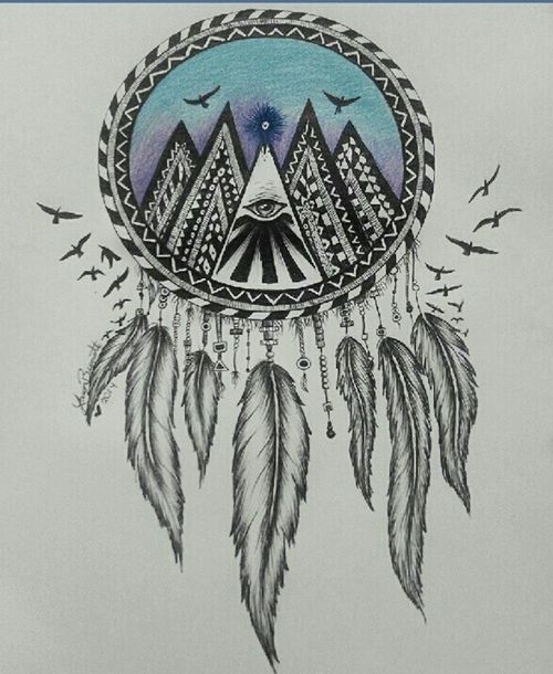 500x610 My Drawing Of A Dream Catcher On We Heart It - Dream Drawings