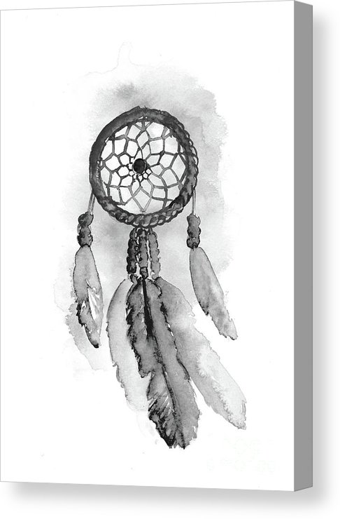 486x740 Dreamcatcher Watercolor Painting, Black White Dream Catcher - Dreamcatcher Drawing Black And White