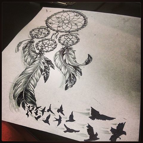 480x480 Image About Cool In Drawings - Dreamcatcher Drawing Black And White