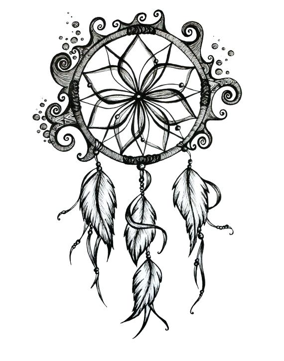 Dreamcatcher Drawing Black And White at PaintingValley.com | Explore ...