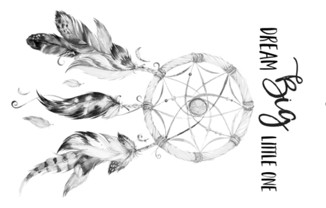 470x301 Dream Big Little One Dreamcatcher Black White Fabric - Dreamcatcher Drawing Black And White