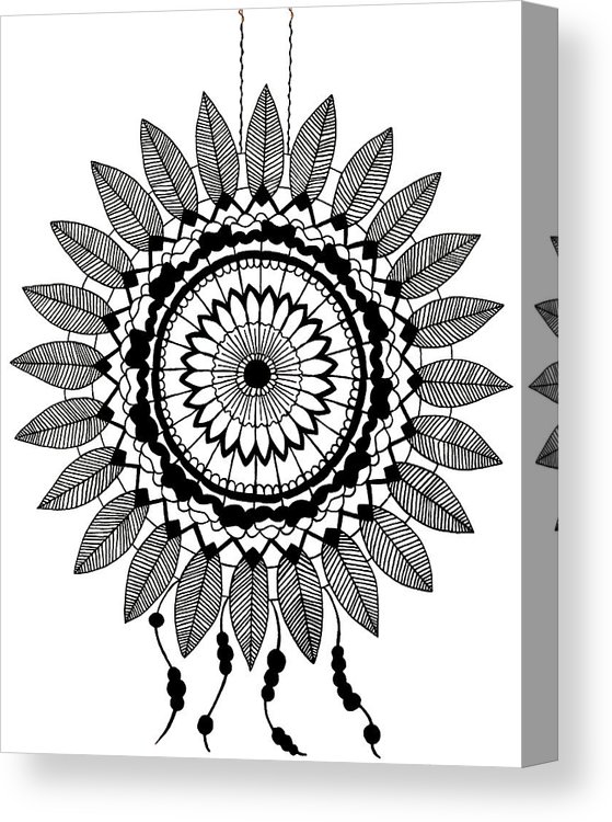 559x750 Black And White Dreamcatcher Canvas Print Canvas Art - Dreamcatcher Drawing Black And White