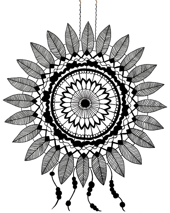 720x900 Black And White Dreamcatcher Drawing - Dreamcatcher Drawing Black And White