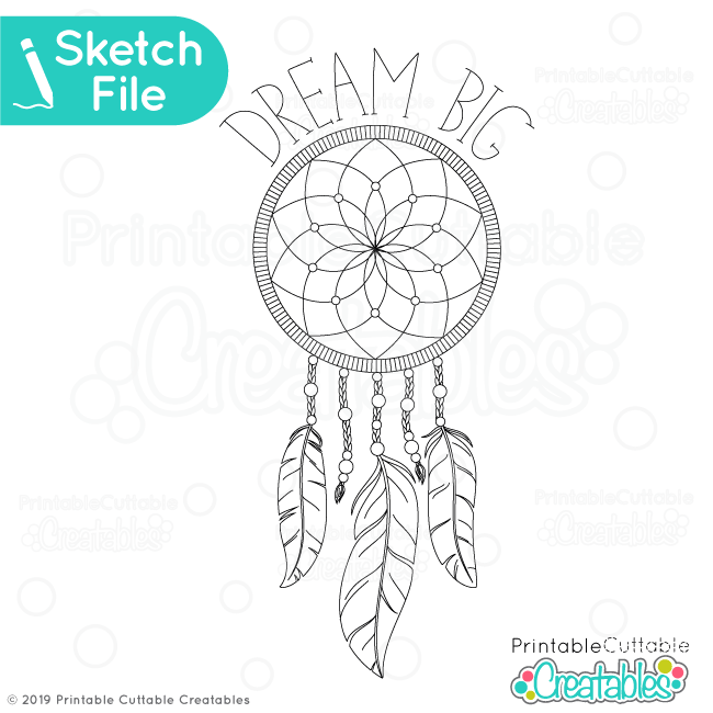 650x650 Dream Big Dreamcatcher Single Line Sketch For Silhouette - Dreamcatcher Line Drawing