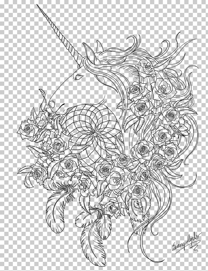 728x947 Horse Line Art Visual Arts Sketch, Unicorn Dream Catcher Png - Dreamcatcher Line Drawing