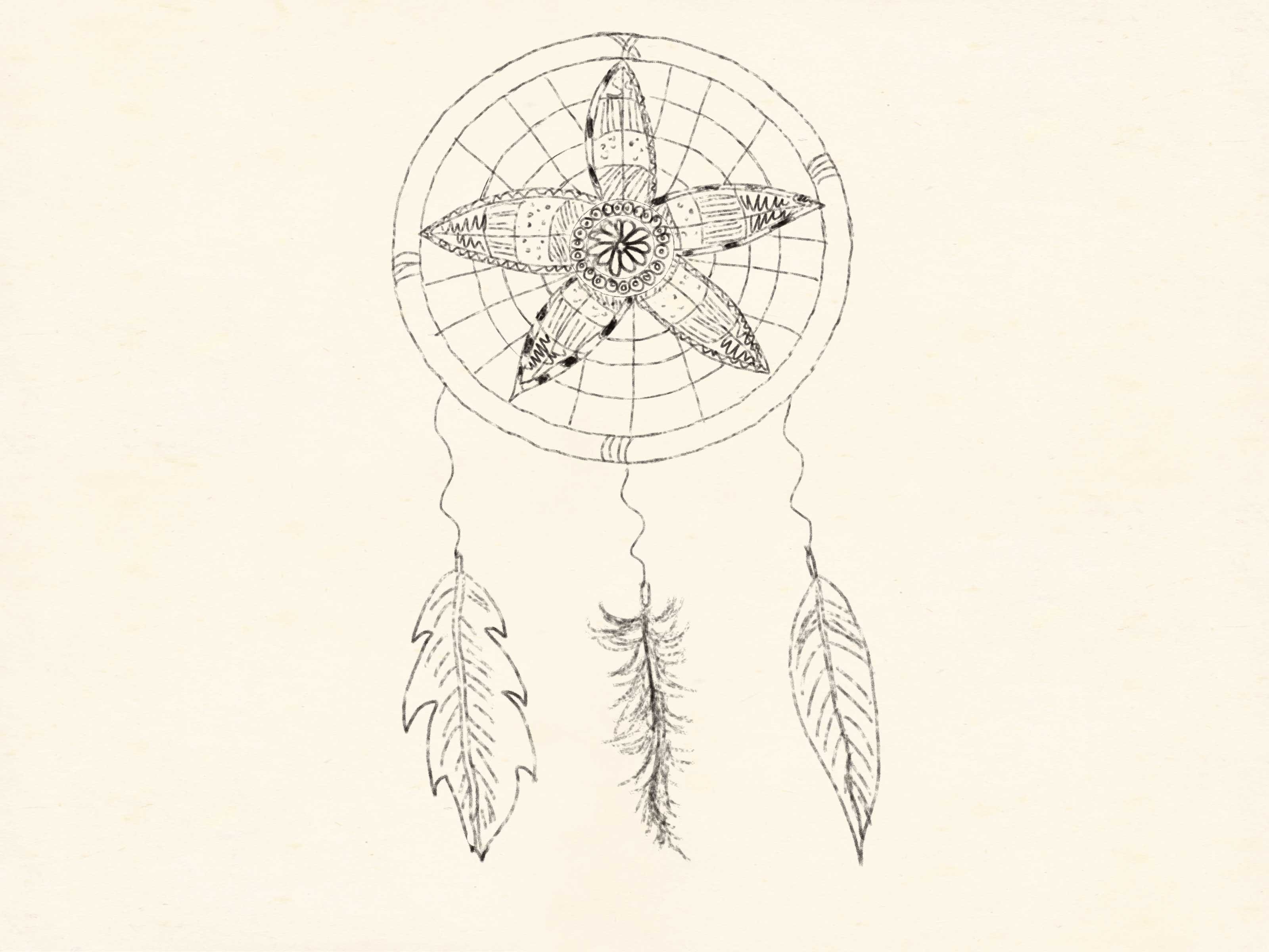 3200x2400 How To Draw A Zentangle Dream Catcher Steps - Dreamcatcher Line Drawing