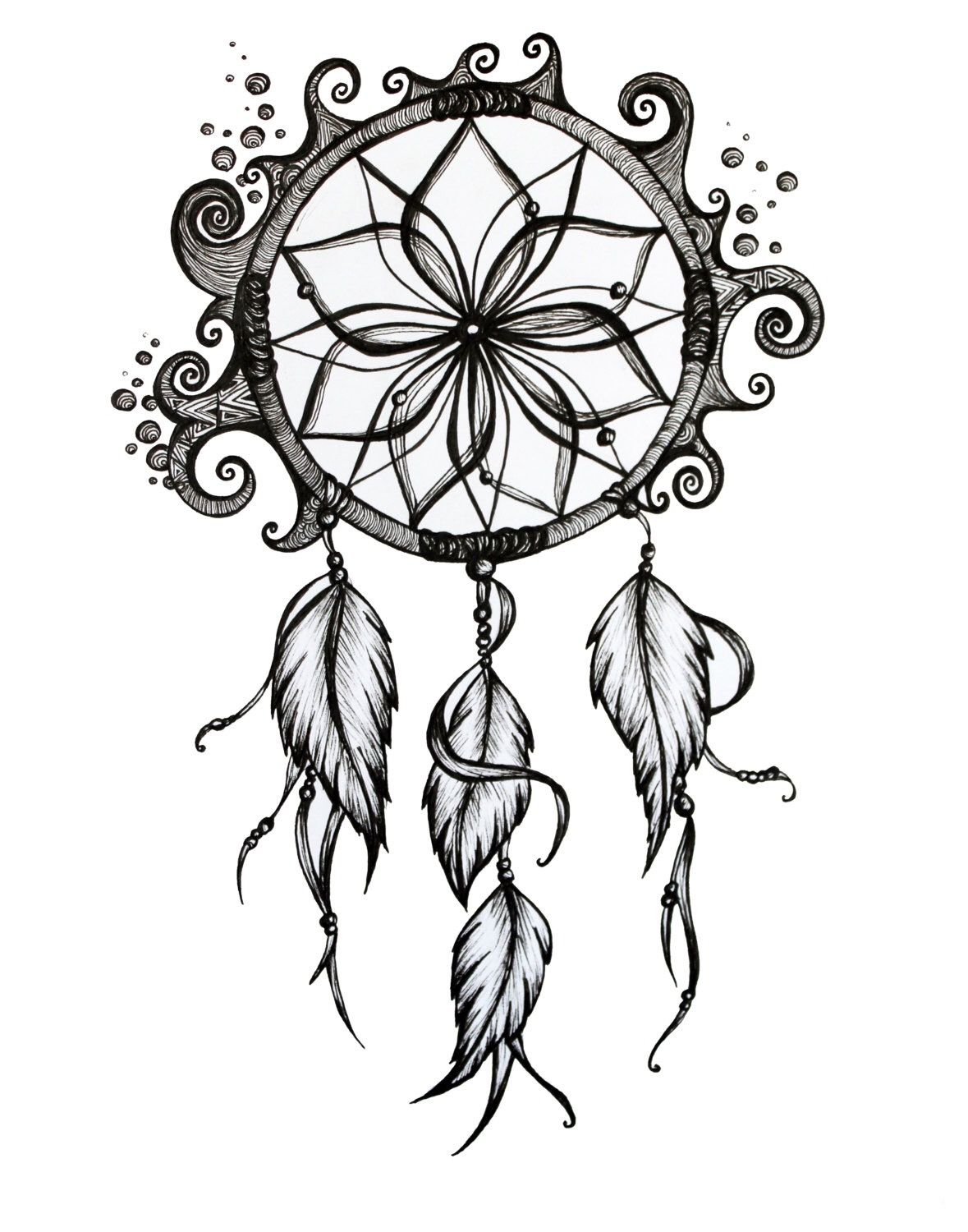 1179x1500 Huge Collection Of 'dreamcatcher Drawing Black And White - Dreamcatcher Line Drawing