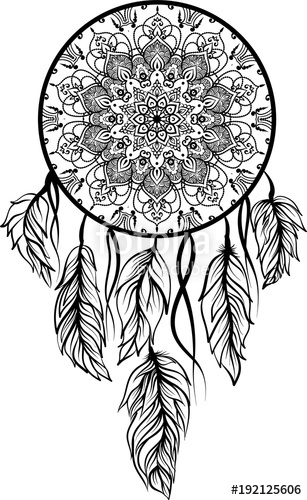 307x500 Line Art Of A Dreamcatcher Stock Image And Royalty Free Vector - Dreamcatcher Line Drawing