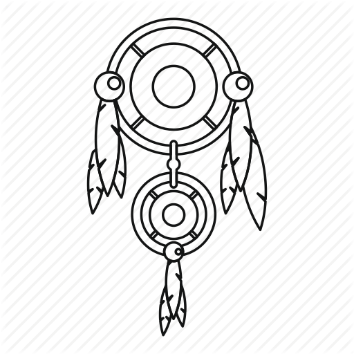 512x512 Catcher, Dream, Dreamcatcher, Feather, Line, Outline, Thn - Dreamcatcher Line Drawing