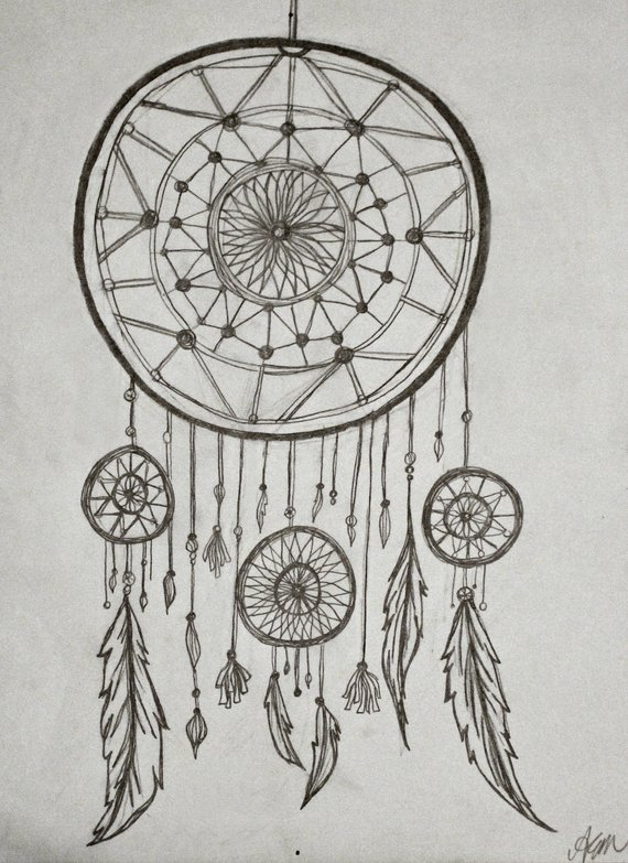 570x783 Pencil Drawing Print Dreamcatcher Etsy - Dreamcatcher Pencil Drawing