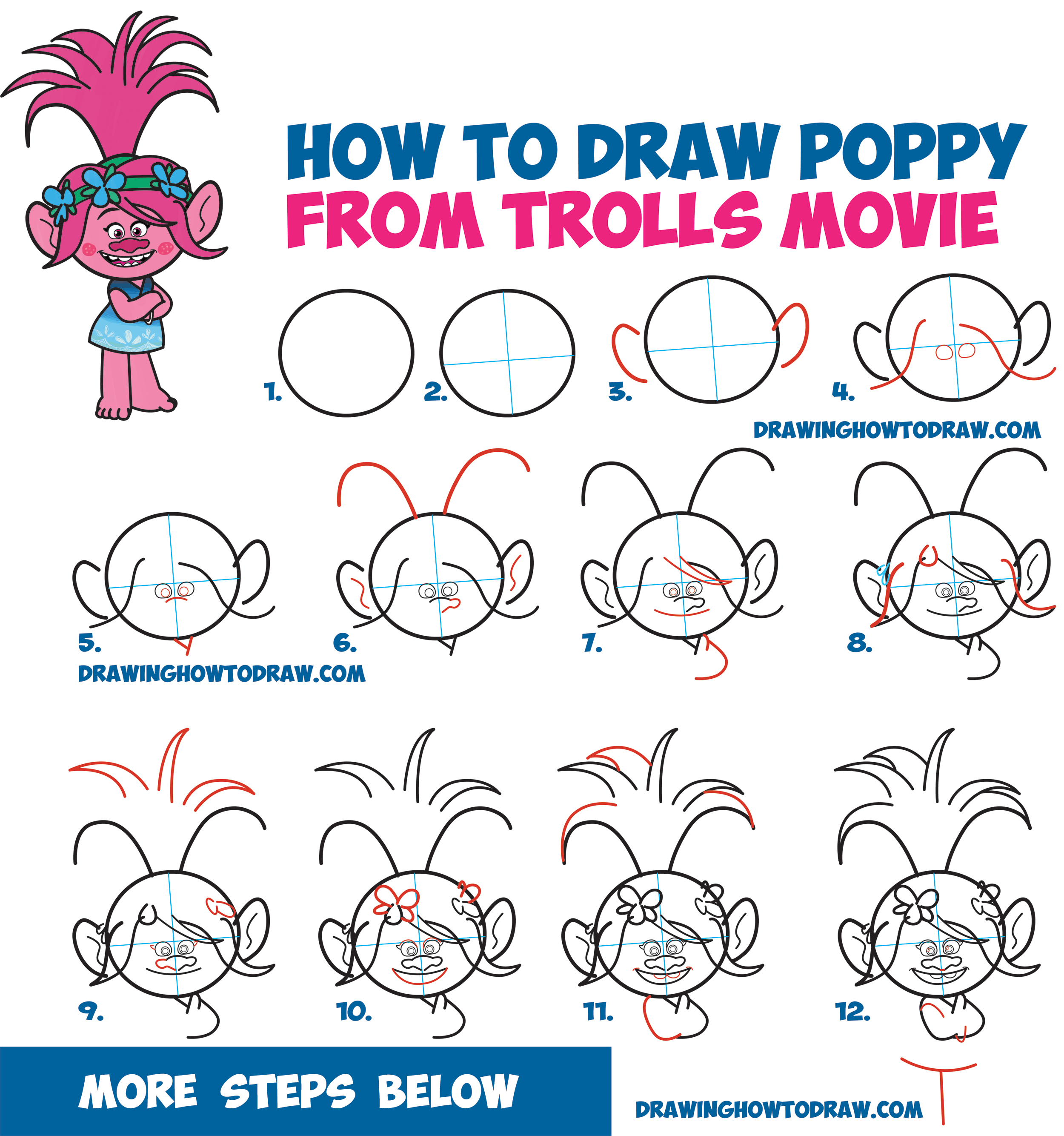2500x2668 how to draw poppy from the dreamworks trolls movie - Dreamworks Drawings