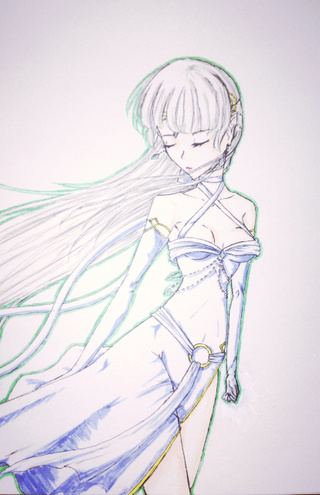 320x495 Finished This Just Before Bed, I'm Going In For A Tonsillectomy - Dress Blowing In The Wind Drawing