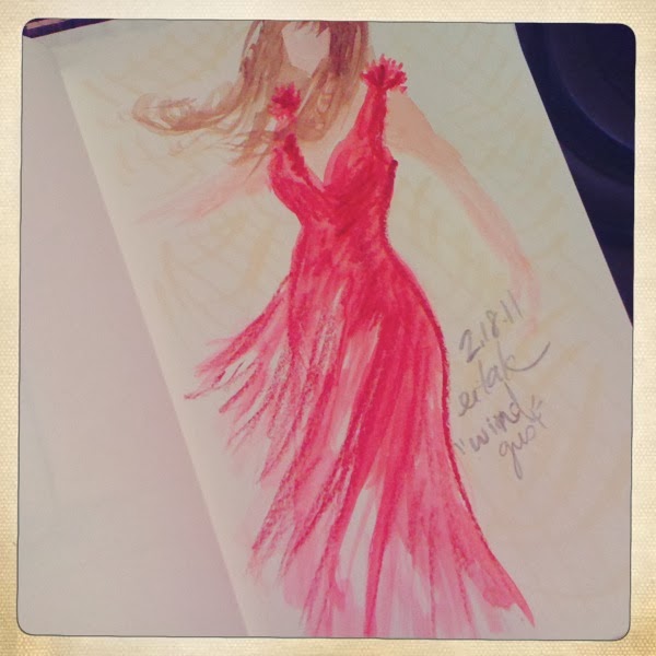 600x600 Sketch Every Day Love Paper Paint - Dress Blowing In The Wind Drawing
