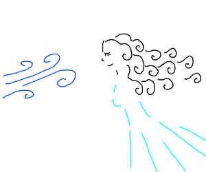 300x250 Wind Blowing On A Girl In A Blue Dress Drawing - Dress Blowing In The Wind Drawing