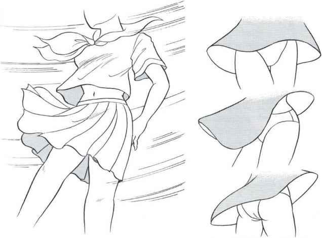 636x470 Girl Skirt Blowing - Dress Blowing In The Wind Drawing