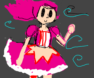 300x250 Girl With Pink Dress Blowing In The Wind Drawing - Dress Blowing In The Wind Drawing