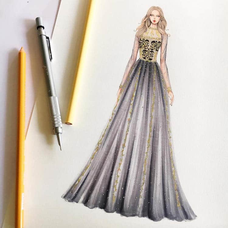 Dress Design Drawing at PaintingValley.com | Explore collection of ...