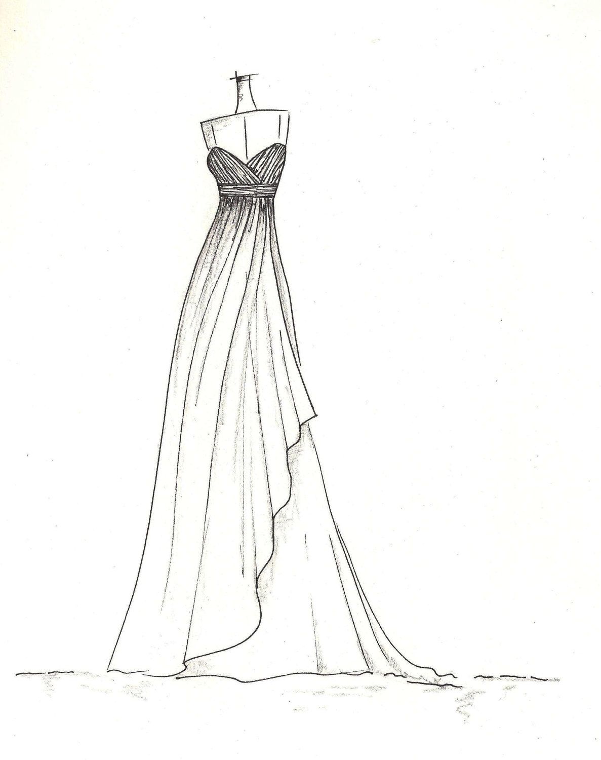 1187x1500 vera wang sketches of kim kardashian's wedding gown description - Dress Drawing