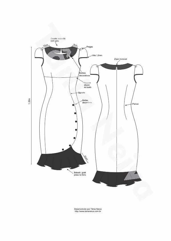 600x847 Make A Perfect Fashion Flat Drawing Illustration - Dress Flat Drawing