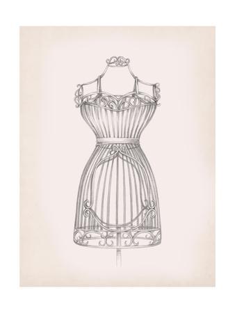 338x450 antique dress form ii art print - Dress Form Drawing
