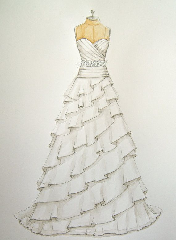 570x776 Custom Wedding Dress Illustrationsketch - Dress Form Drawing