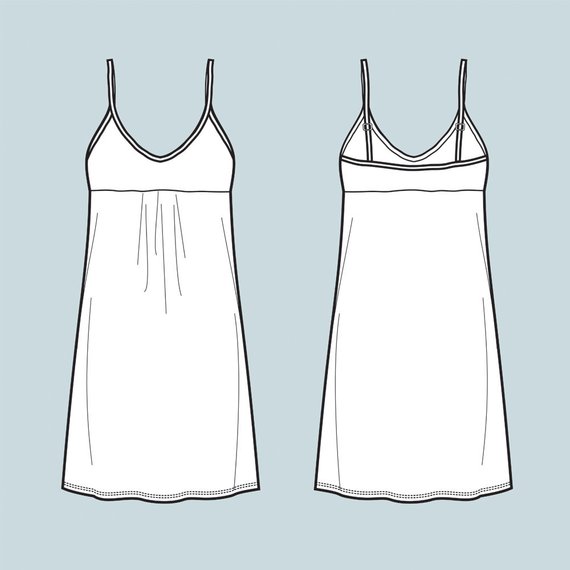 570x570 Dress Vector Fashion Flat Sketch Adobe Illustrator Design Etsy - Dress Outline Drawing