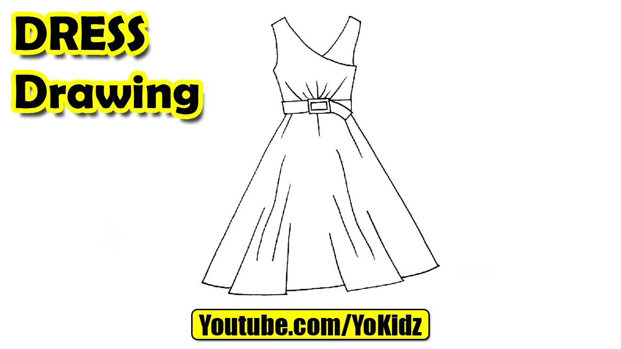 1280x720 How To Draw A Dress Easy For Kids - Dress Outline Drawing