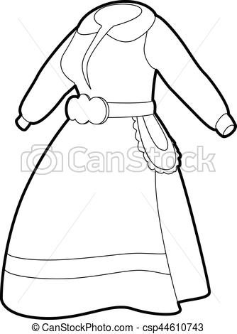 334x470 National Dress Icon Outline Style National Dress Icon Outline - Dress Outline Drawing