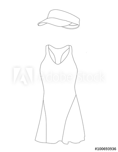 387x500 Outline Drawing Tennis Dress - Dress Outline Drawing