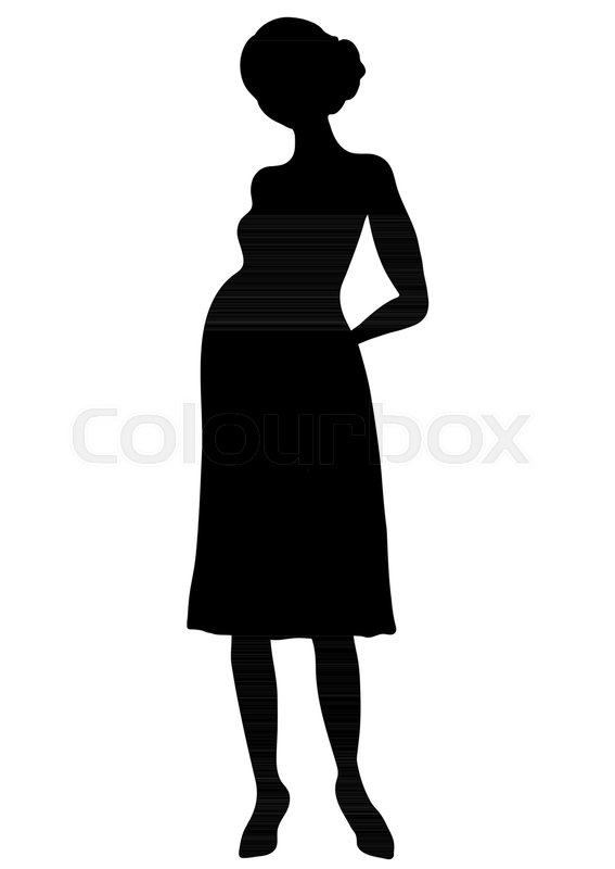 567x800 Pregnant Woman Silhouette, Vector Stock Vector Colourbox - Dress Outline Drawing