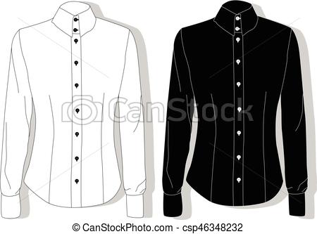 450x333 Dress Shirt Female Clothes Collection Vector Illustration - Dress Shirt Drawing