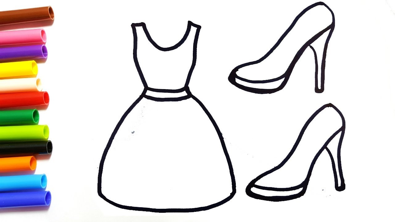 1280x720 Learn Colors For Kids Glitter Princess's Dress, Shoes Princess - Dress Shoes Drawing