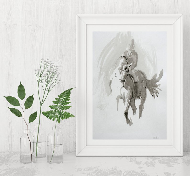 794x739 equestrian art dressage horse print 'ink study iii' etsy - Dressage Horse Drawing