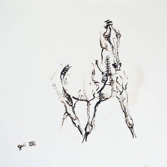 570x570 Equine Art Animal Modern Original Fine Art Ink And Reed Pen Etsy - Dressage Horse Drawing