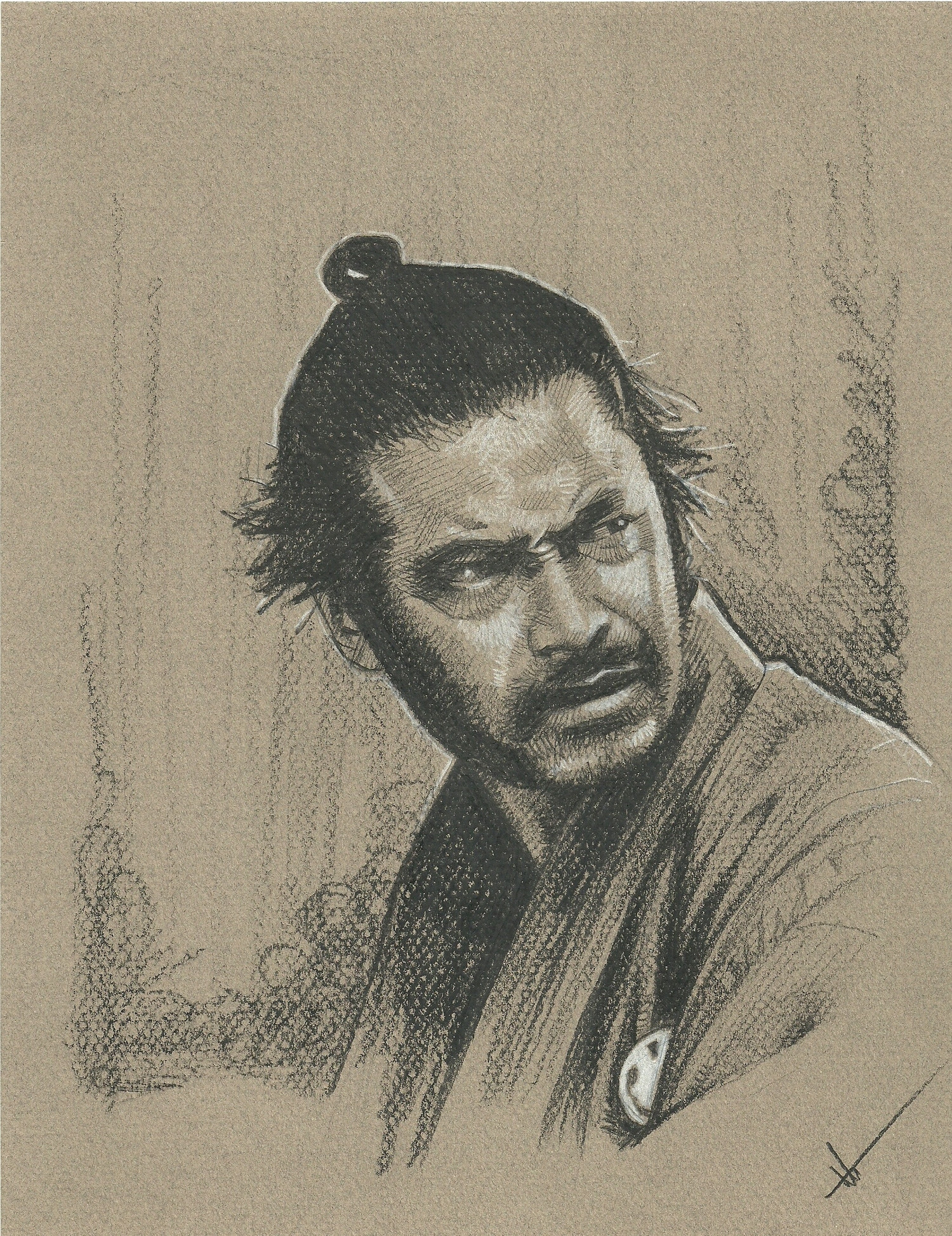 1500x1947 here's my drawing of toshiro mifune as yojimbo drawing - Drew Struzan Drawing